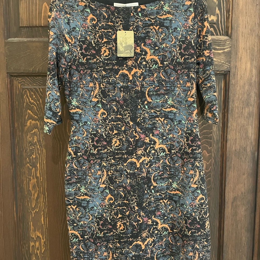 Peruvian Connection Black and Orange Midi Dress